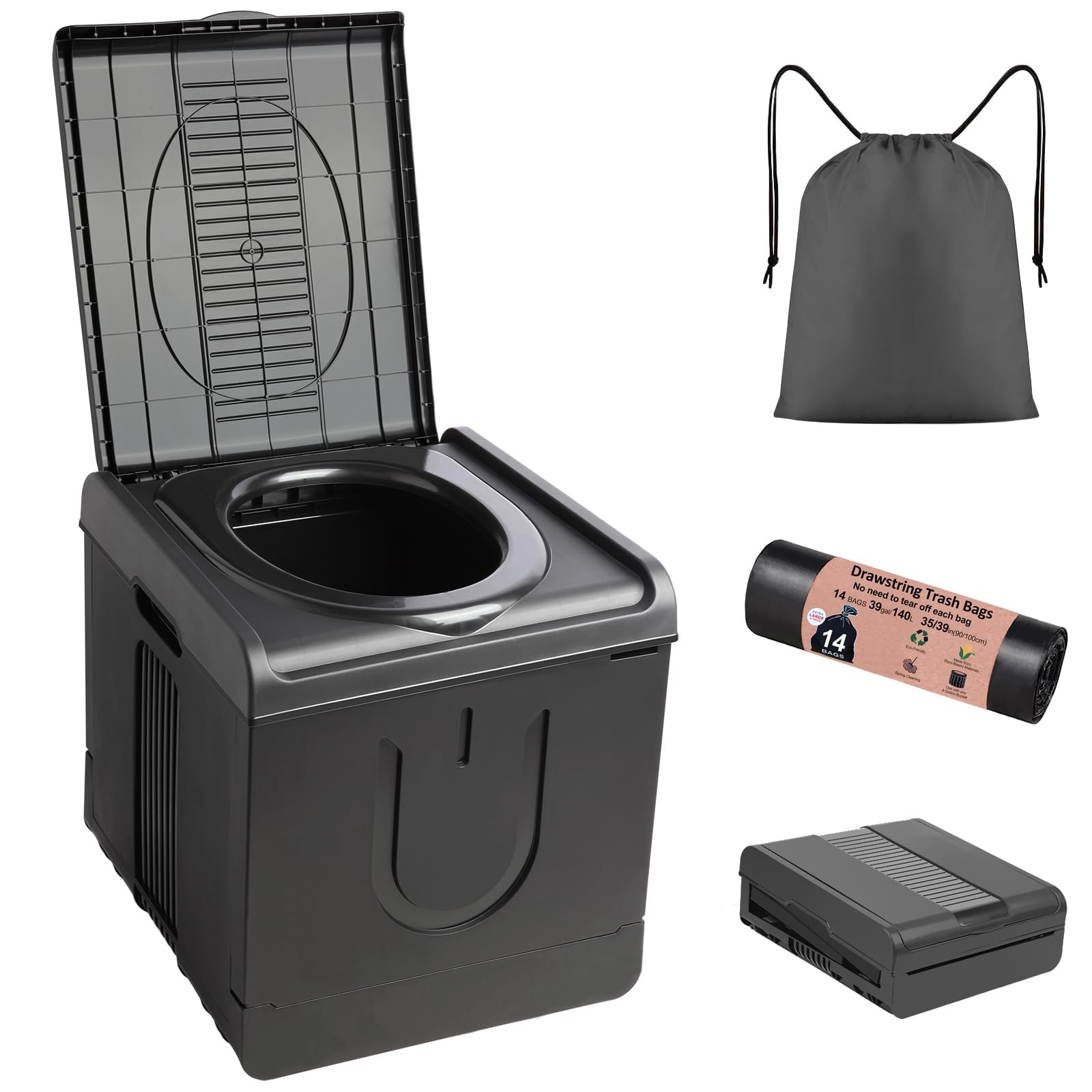 XXL Portable Toilet Camping Toilets for Car Indoor Outdoor Commode Foldable T…