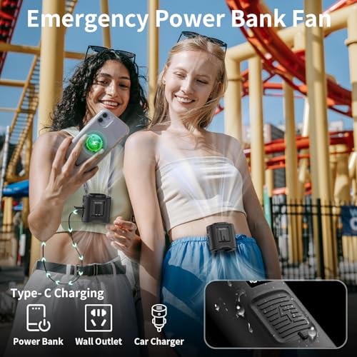 Socool Portable Waist Fan Clip on Belt 360 Rotation Wearable 14500mAh Black