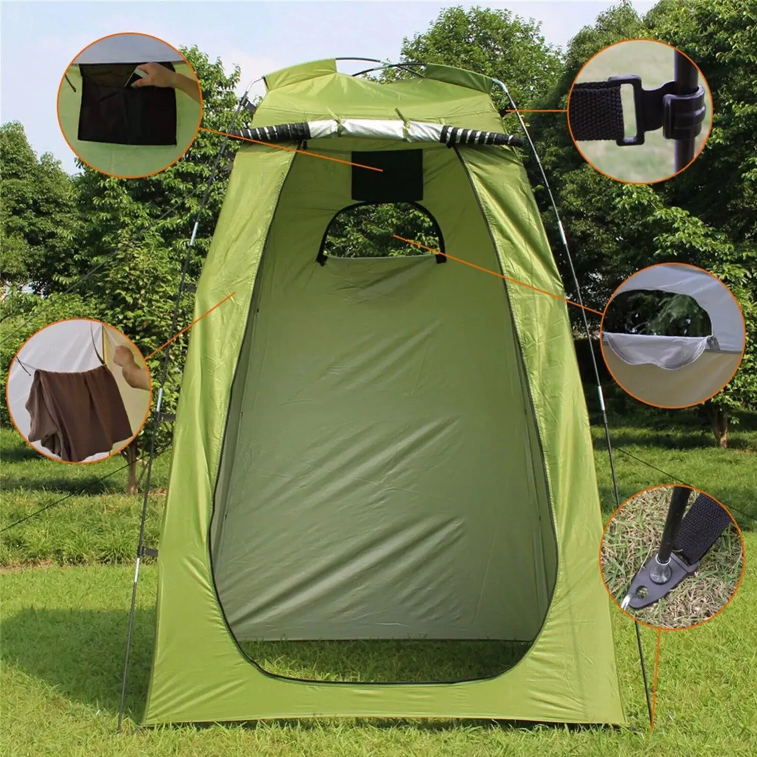 Portable Toilet Kit, Fold Camping Toilet with Pop-Up Privacy Tent Changing Rooms