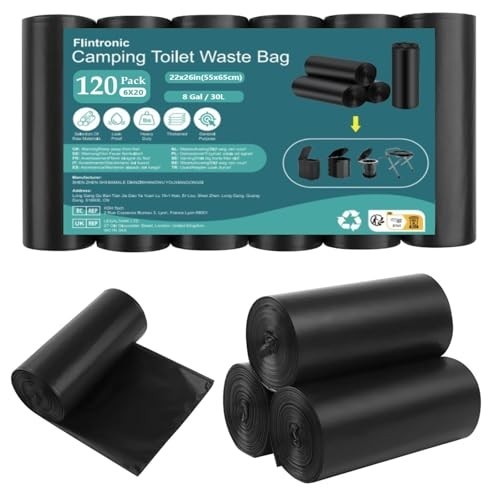 Portable Camping Toilet Bags – 120 PCS Thick Waste Bags for Travel, Hiking, Home