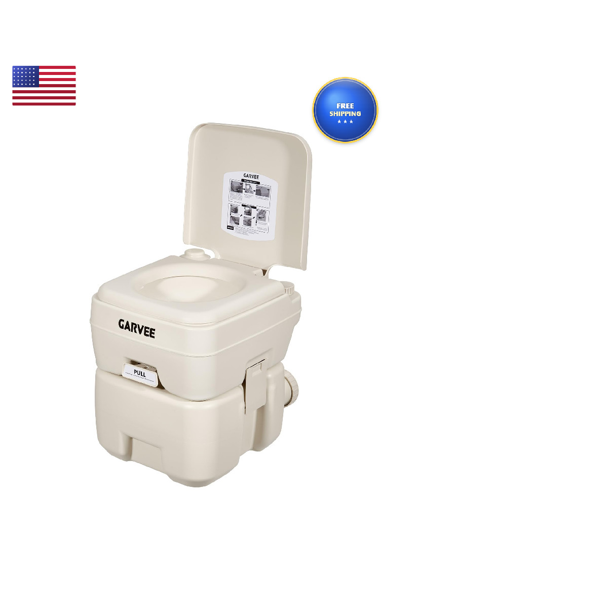 Garvee 5.3 Gallon Portable Toilet For Camping Carry Bag Tank Ideal For Boat Rv