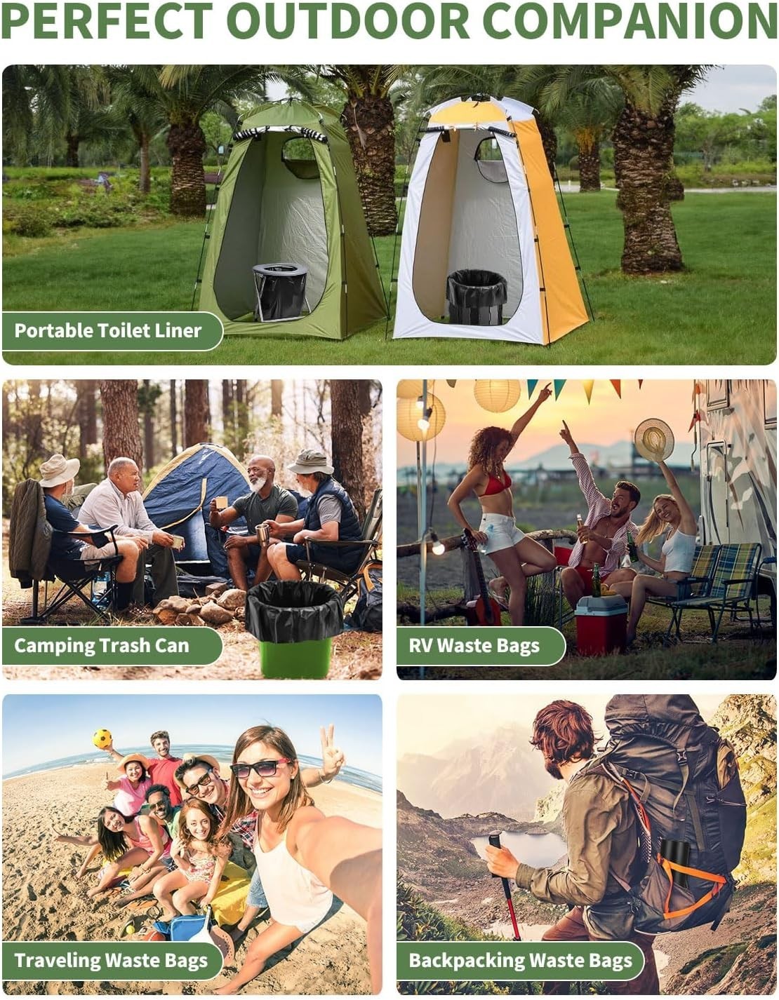 25 Biodegradable Toilet Bags – 8 Gallon Heavy-Duty Camping Waste Solution