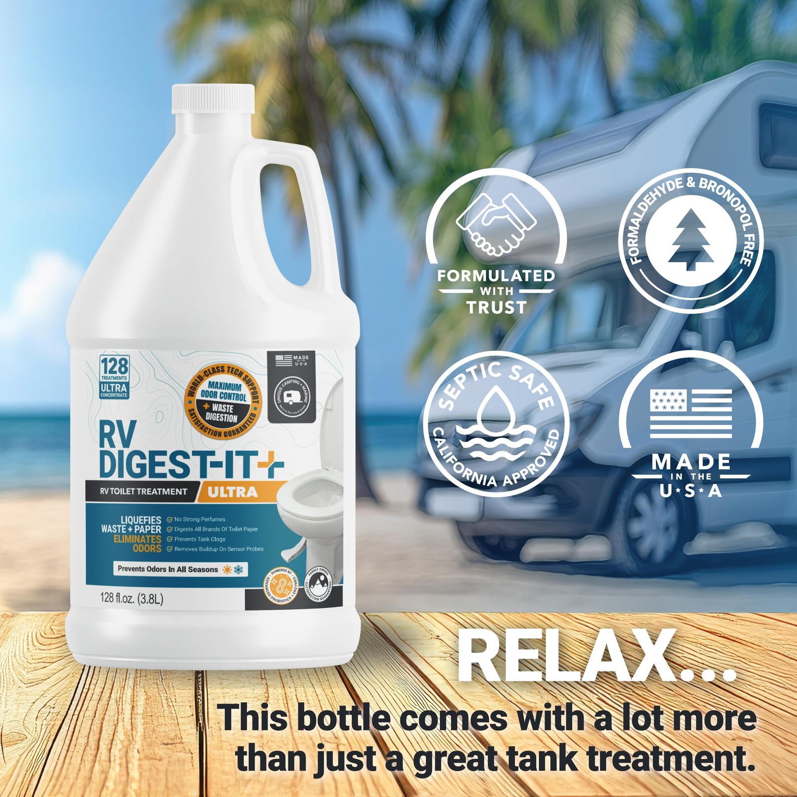 Unique RV Digest-It Ultra Toilet Treatment Refill, 128 Fl Oz (Pack of 1)