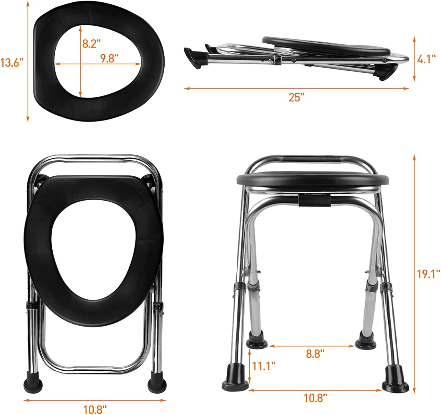 Portable Toilet for Camping, Height Adjustable Travel Portable Potty for Adults,