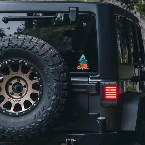 2 pcs Mountain Tree Sticker – Outdoor Camping Adventure Decal with Tent