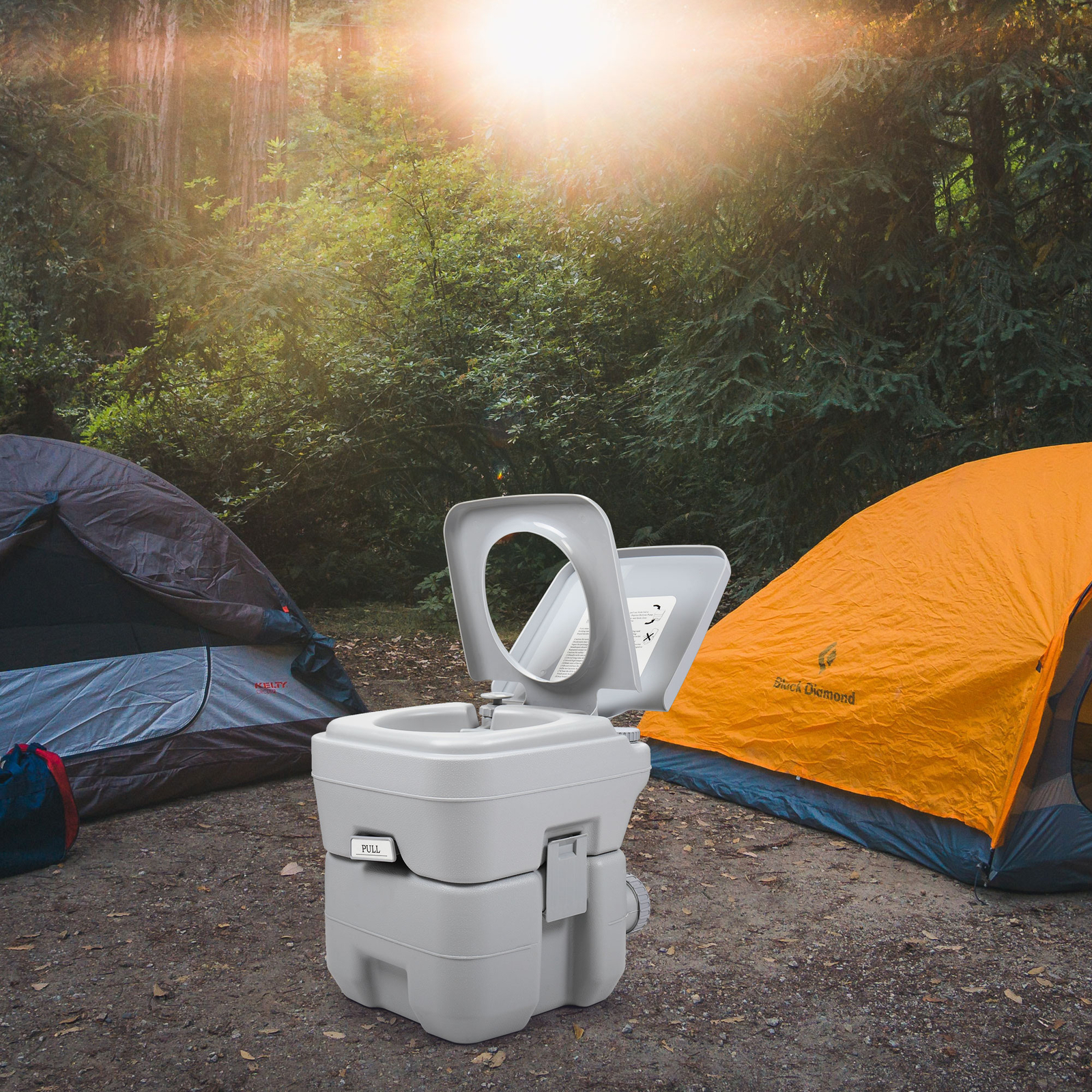 20L 5 Gallon Portable Toilet Flush Potty Travel Outdoor for Camping & Boat
