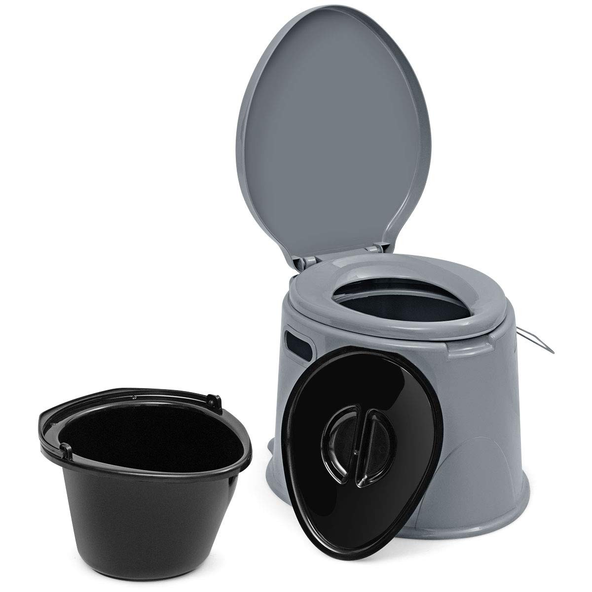 Giantex Portable Travel Toilet with Detachable Inner Bucket and Gray