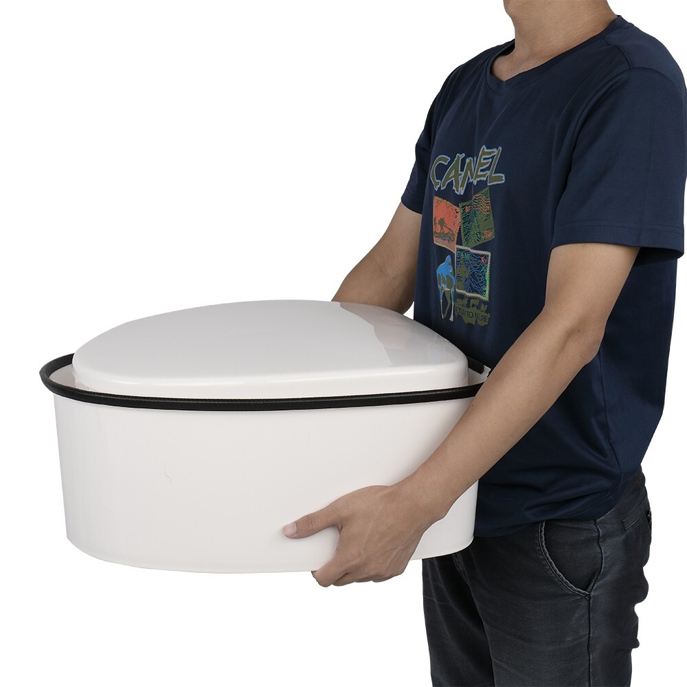 NonSlip Camping Portable Toilet Travel Outdoor RV Commode Potty+Tissue Box White