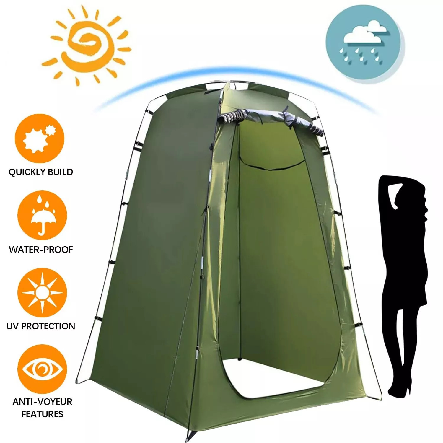 Portable Toilet Kit, Fold Camping Toilet with Pop-Up Privacy Tent Changing Rooms
