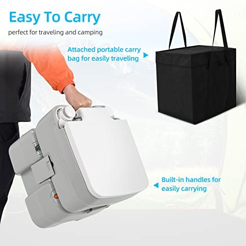 Portable Toilet Camping Porta Potty with 5.28 Gal Standard Seat+Bag+Sprayer