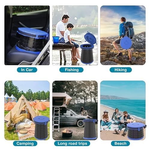 XXL Portable Camping Toilet – 880lbs Capacity, Adjustable 19.7″ Height, Collapsi