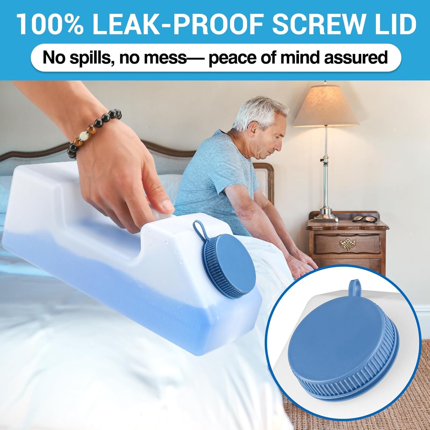 Tilcare Portable Urinals for Men Spill Proof Nighttime Glow in The Dark Lid- 300
