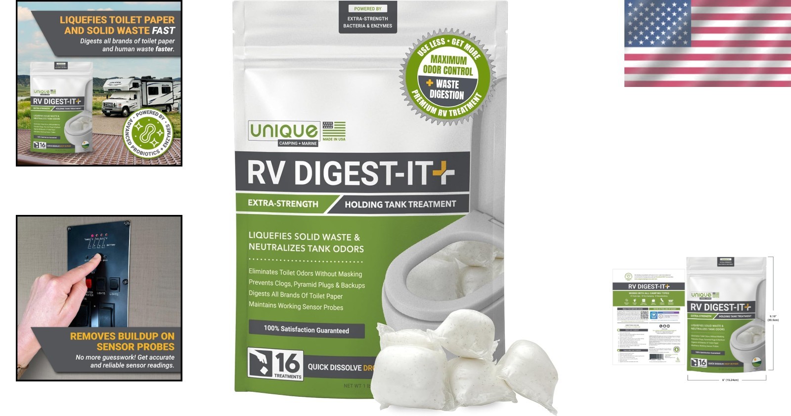 RV Digest-It+ Extra-Strength Toilet Treatment Pods – 16 Pack, Odor Eliminator