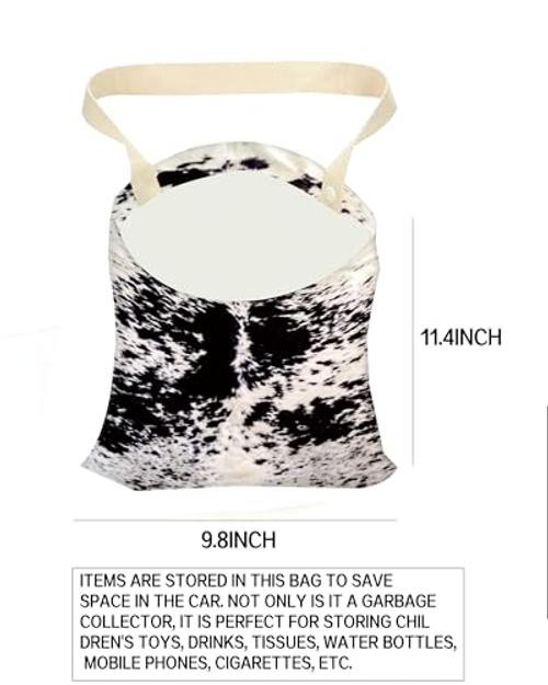 Hanging Car Trash Can Bag – Black & White Cowhide, Retro Black White Cowhide