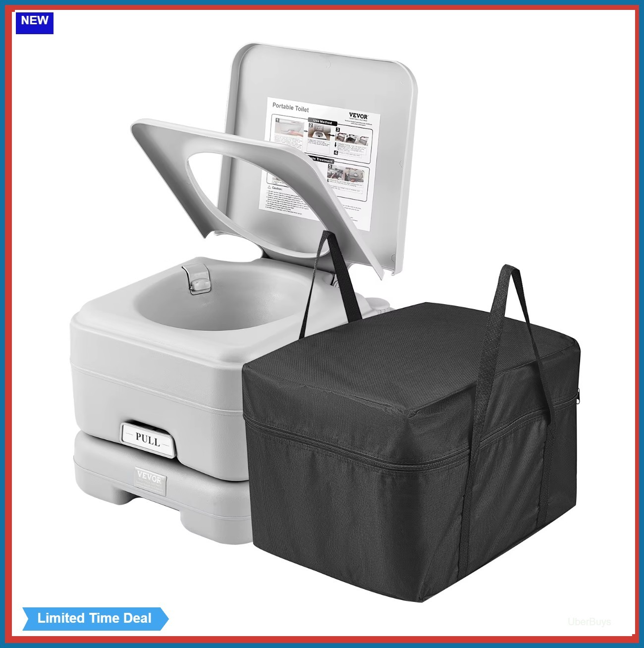 Portable Toilet for Camping Pressurized Flush Commode Cyclone Flushing