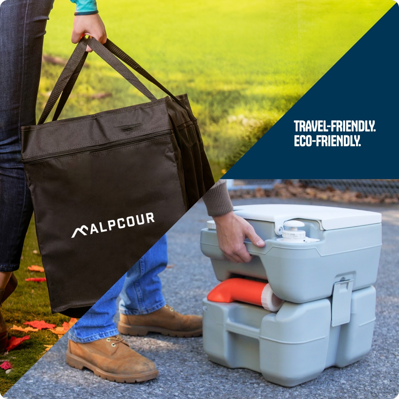 Alpcour Portable RV Toilet with Storage Bag – Commode Toilet for Camping & Boat
