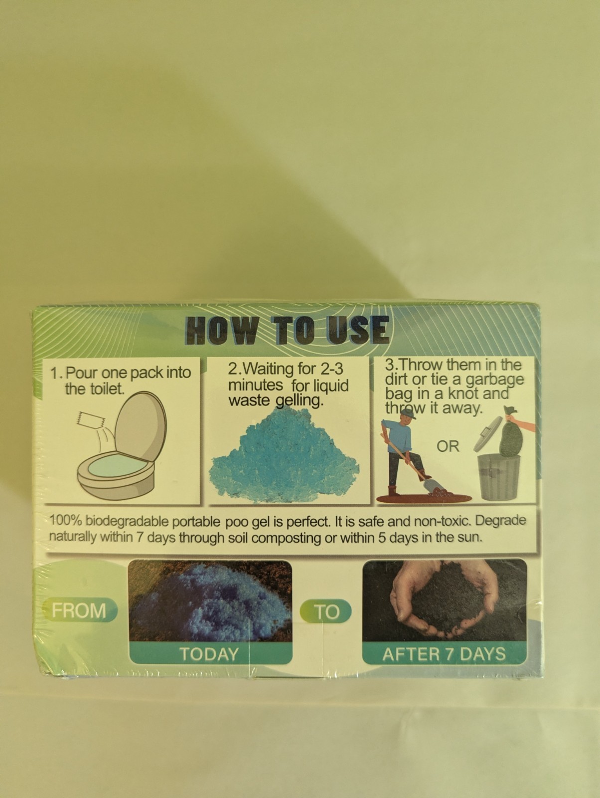 CRAZYTHUR Portable Toilet Gel Powder 50 Pack & 25 Biodegradable Bags
