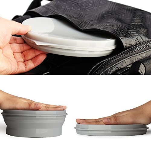 ME.FAM Silicone Collapsible Bowl with Lid – 800ML Folding Travel Grey-2 Pack