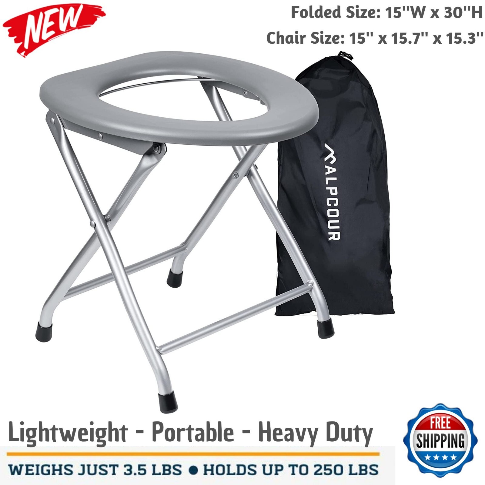 Folding Toilet Seat Portable Commode Potty Chair For Camping Travel Hunting Trip