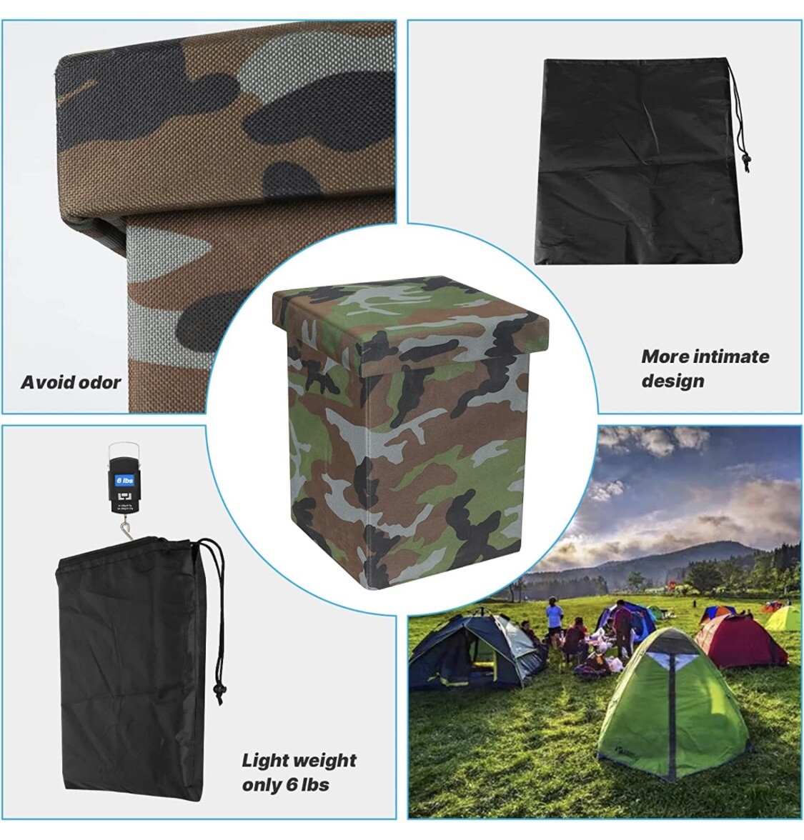 PORTABLE FOLDING TOILET, Camping, Fishing, Hiking, Hunting