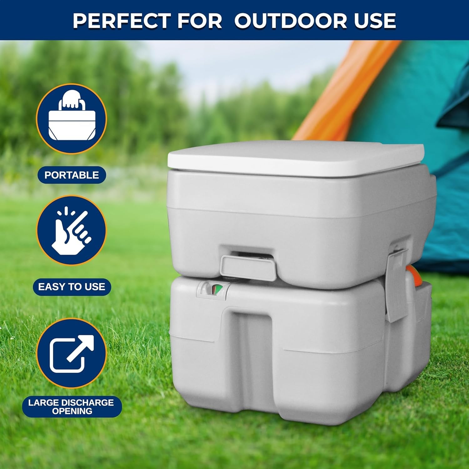Durable 5.2 Gal Porta Potty with Detachable Tank & Fresh Water Rinse for Camping