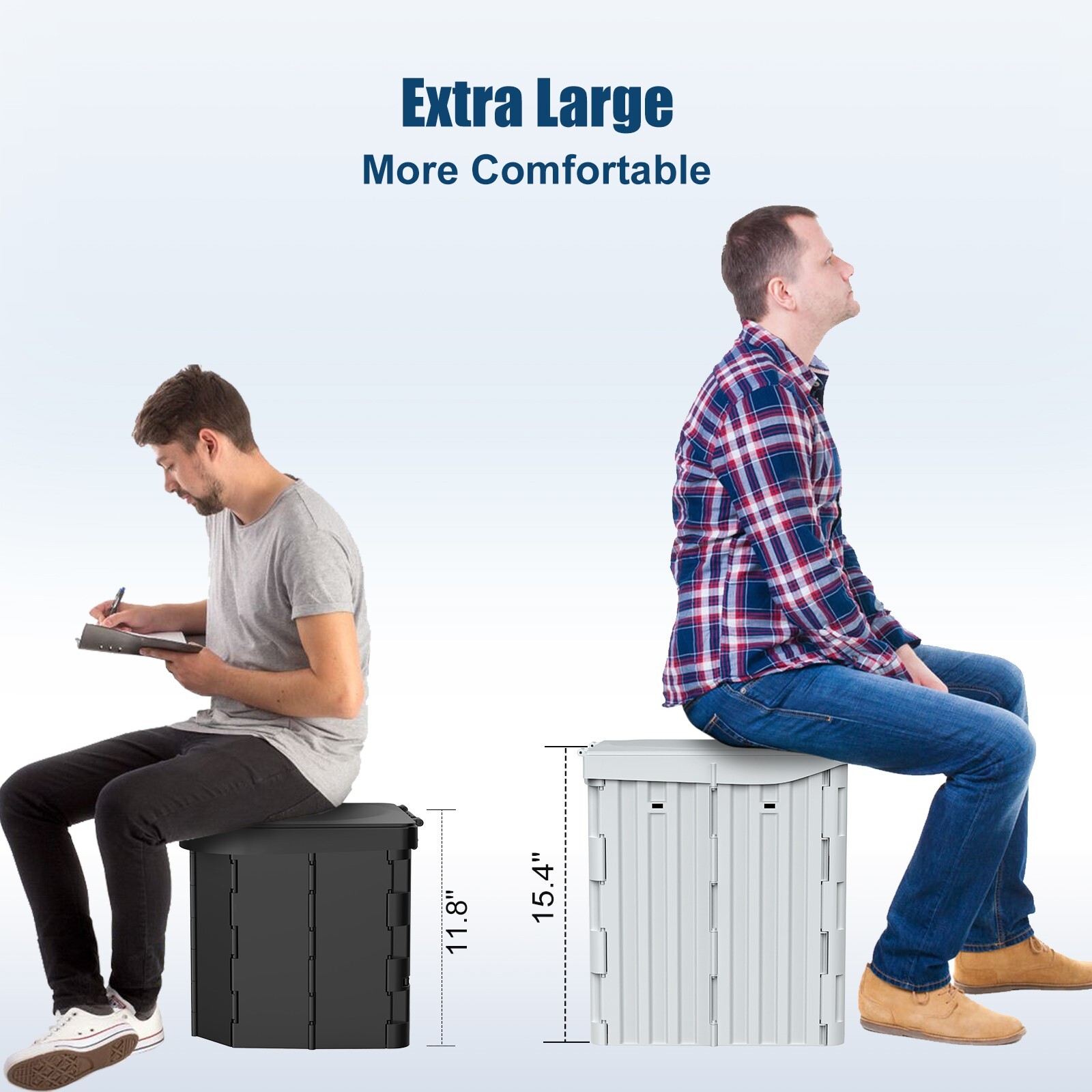 XL Portable Foldable Camping Toilet with Lid, Phone Shelf and Paper Holder