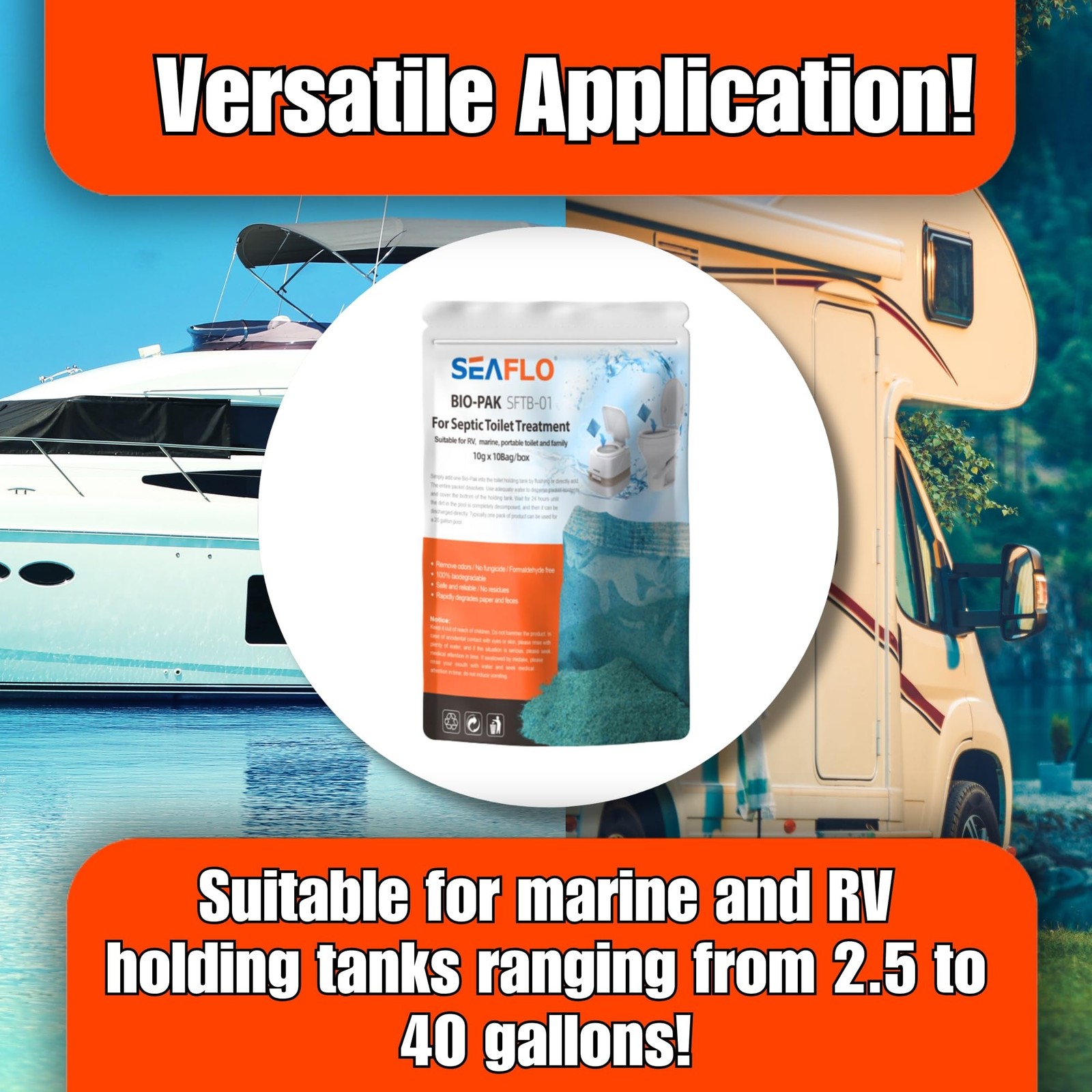 100% Biodegradable Bio-Pak RV Marine Natural Black Holding Tank Deodorizer – …