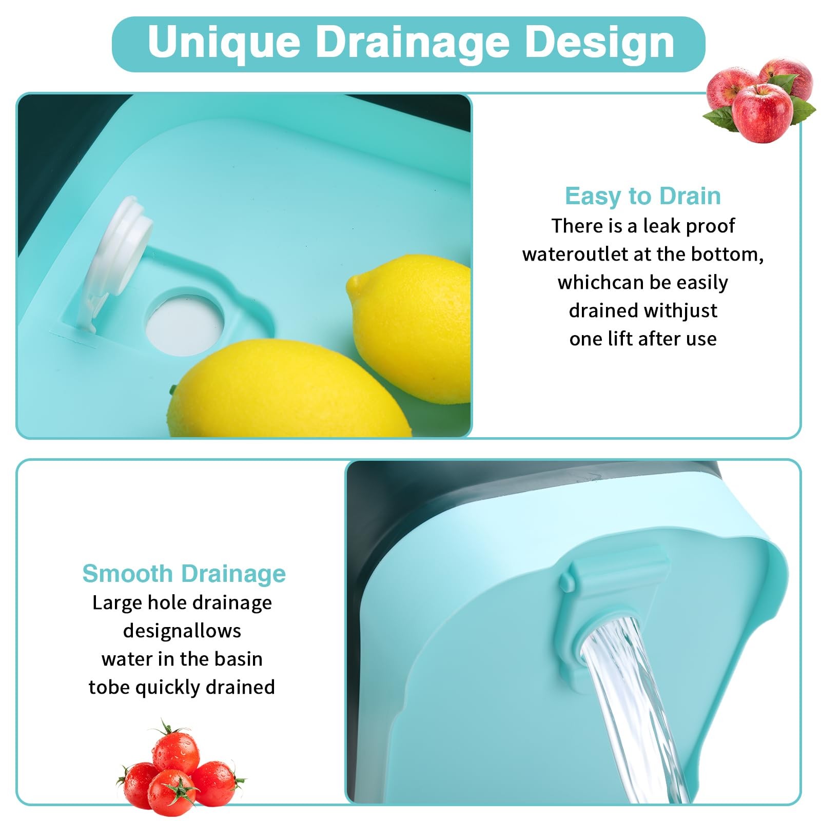 Collapsible Dish Basin with Drain Plug and Portable Sink, 11L(2.91 Gallon) co…