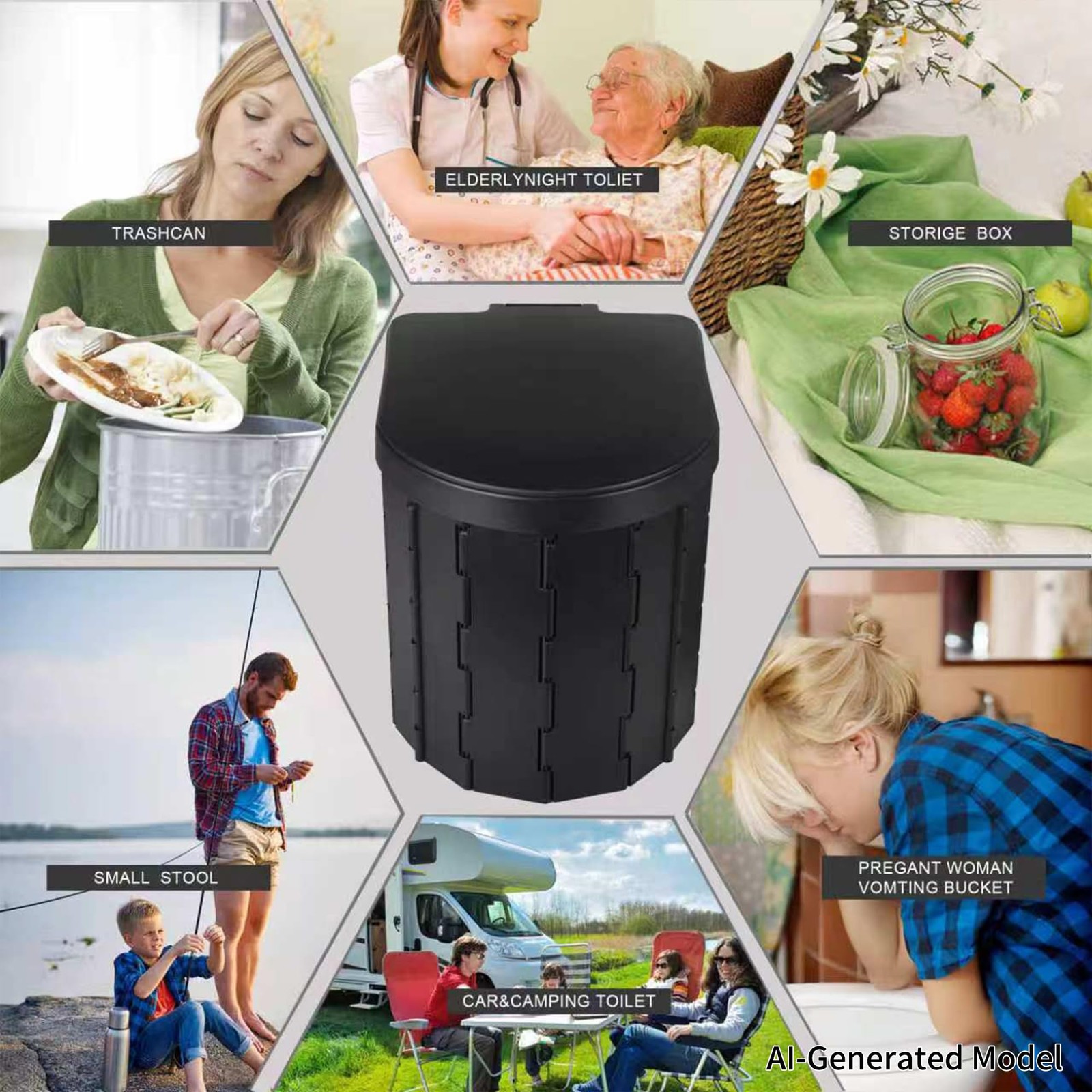 Camping Toilet, Portable Toilet for Adults & Kids, Foldable Potty & Outdoor E…