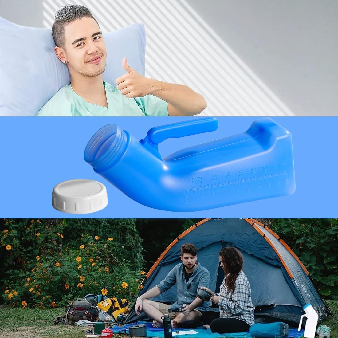 Male Urinals Urine Bottle for Men Portable Travel Pee Bottles Spill Blue
