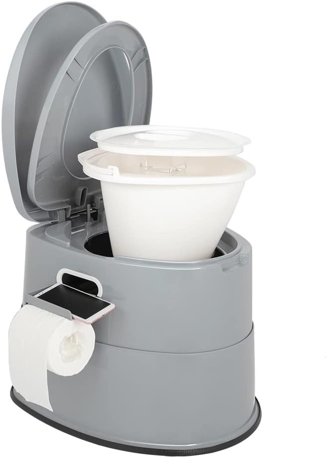Portable Travel Toilet, Removable Indoor Bucket Mobile Toilet with Seat, Deck…