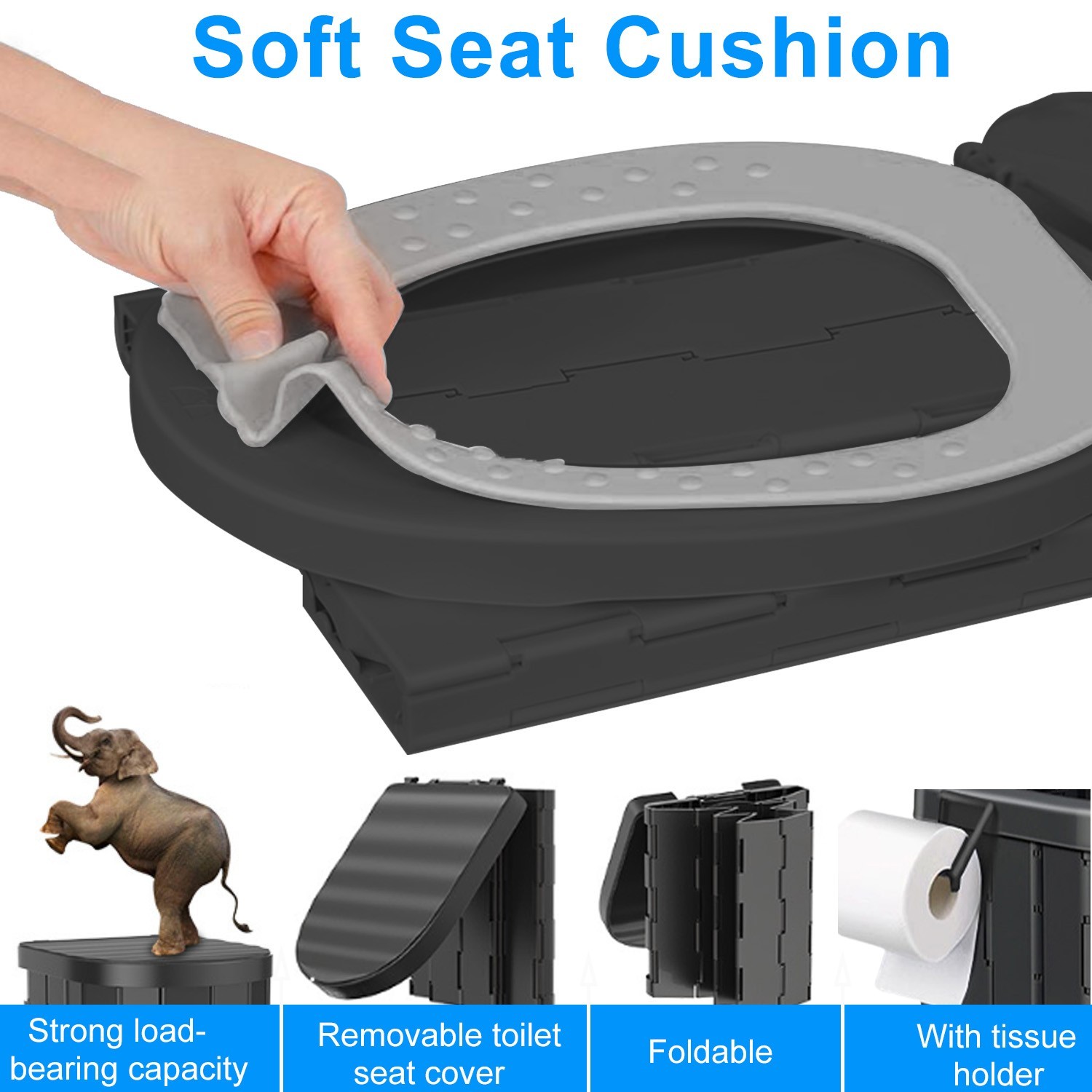 Portale Foldable Camping Toilet Set with Privacy Tent, Black/Green