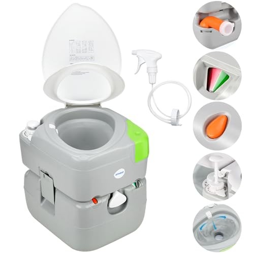 5.8 Gal Camping Toilet: Portable Toilet for Adults 5.8 Gal-Extended Diagonal