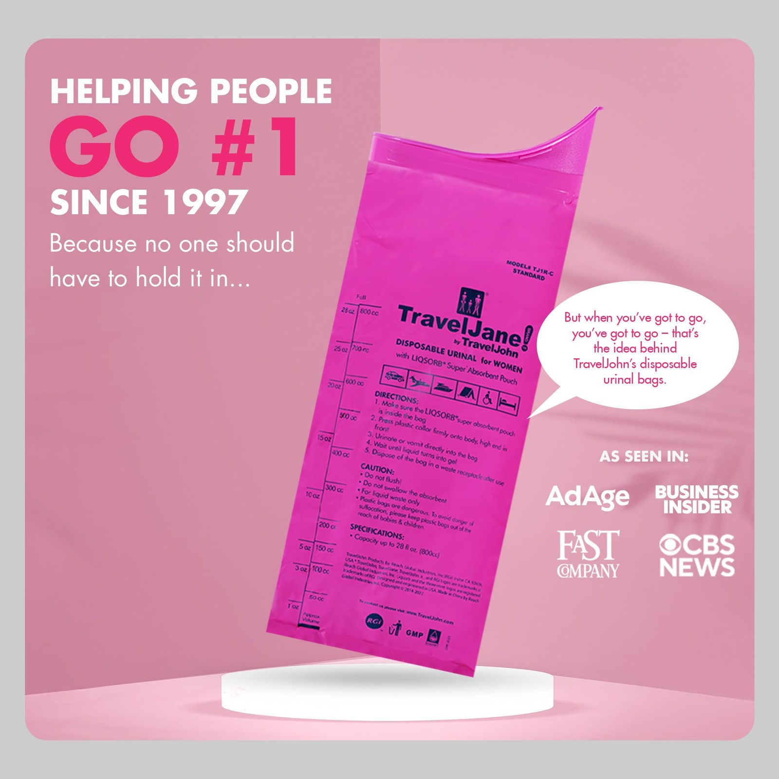 TravelJane Disposable Urinal Bags 28oz (6 Pack) – Travel Urinal for Women, Me…