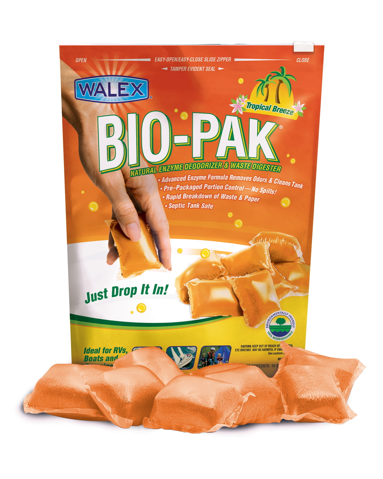 Bio-Pak Holding Tank Deodorizer/Digester for RV Sewer Orange Tropical Bre