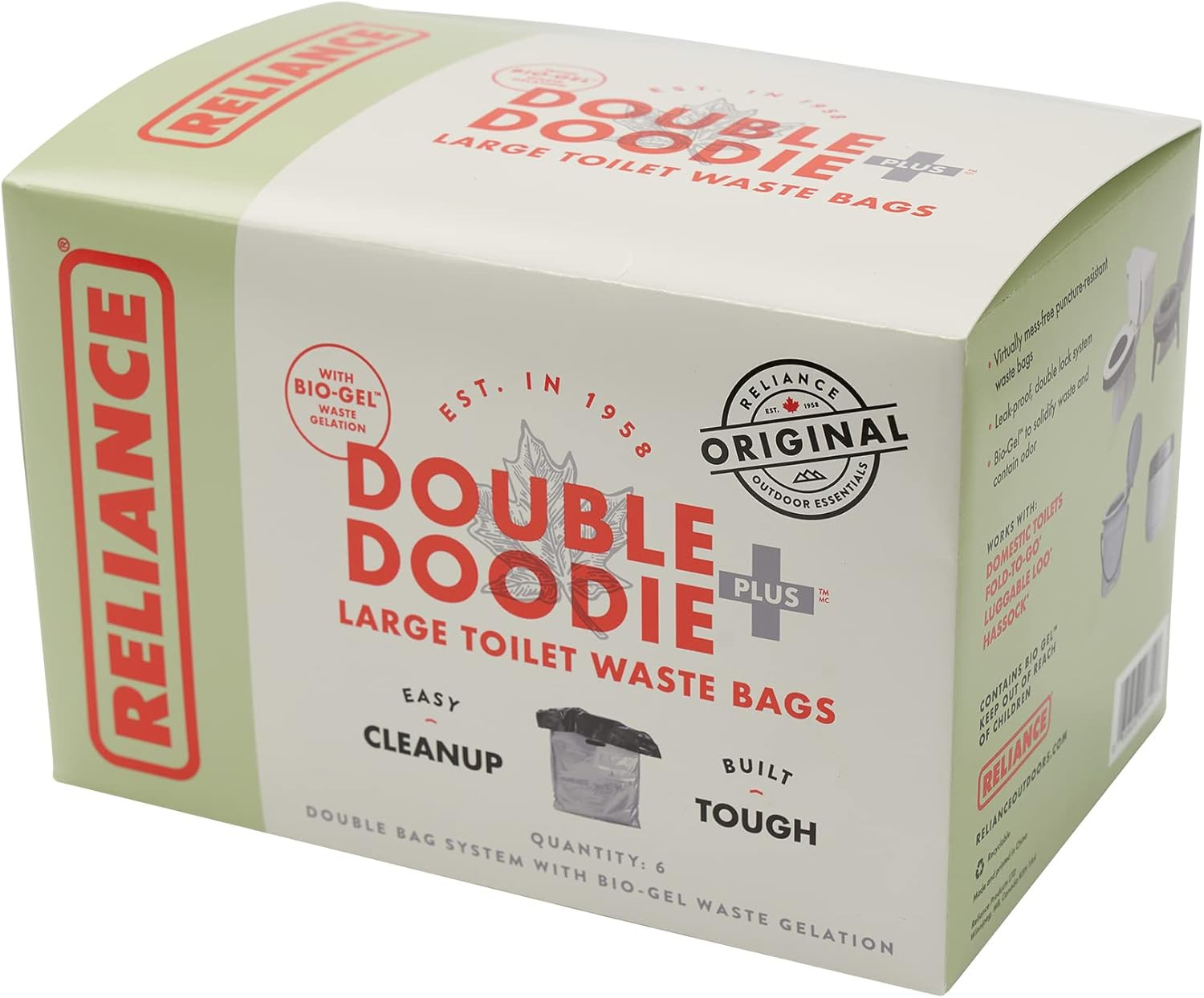 Products Double Doodie plus with Bio-Gel | Large Portable Toilet Waste Bags | Fa