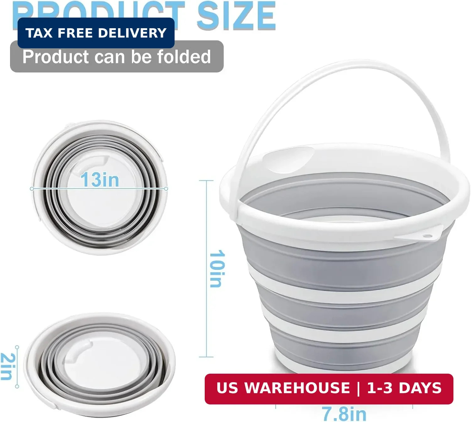 2-Pack Collapsible Buckets – 2.6 Gallon (10L) Large Capacity, Essential for RV,