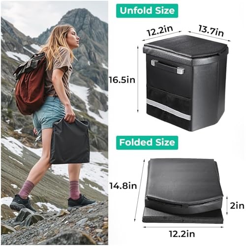 2025 Upgraded 16.5” XL Portable Toilet for Adults,Tall Camping Toilet Black