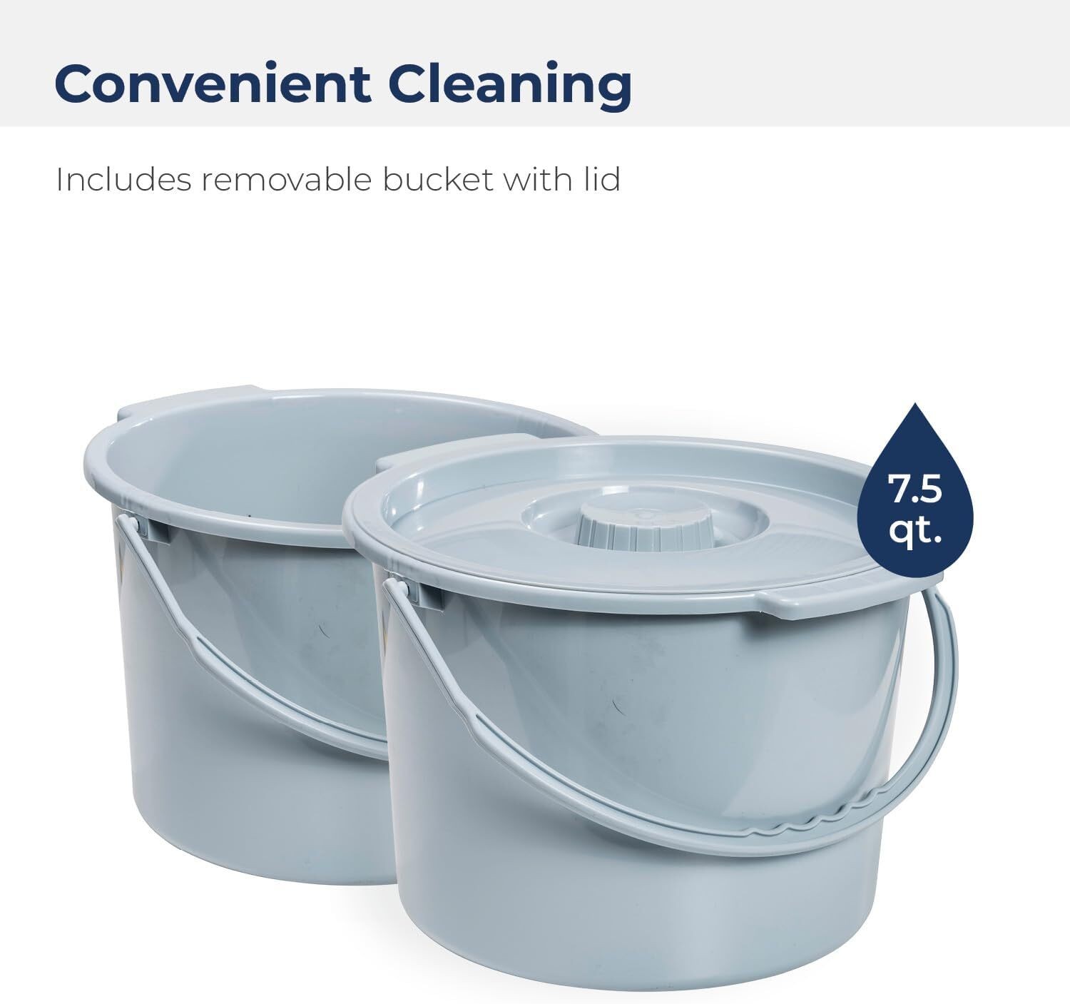 Folding Steel Bedside 3-In-1 Commode Chair Portable Toilet with 7.5 Qt. Bucket