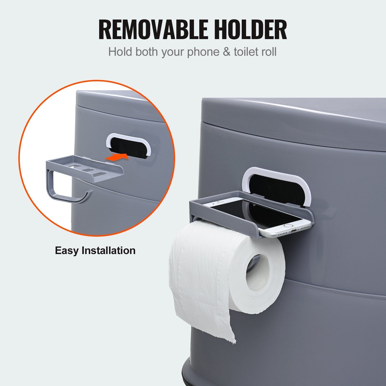 Hiking Travel Potty 1.3gal Removable Tank 300lb Weight Capacity Dual Sealed Lid
