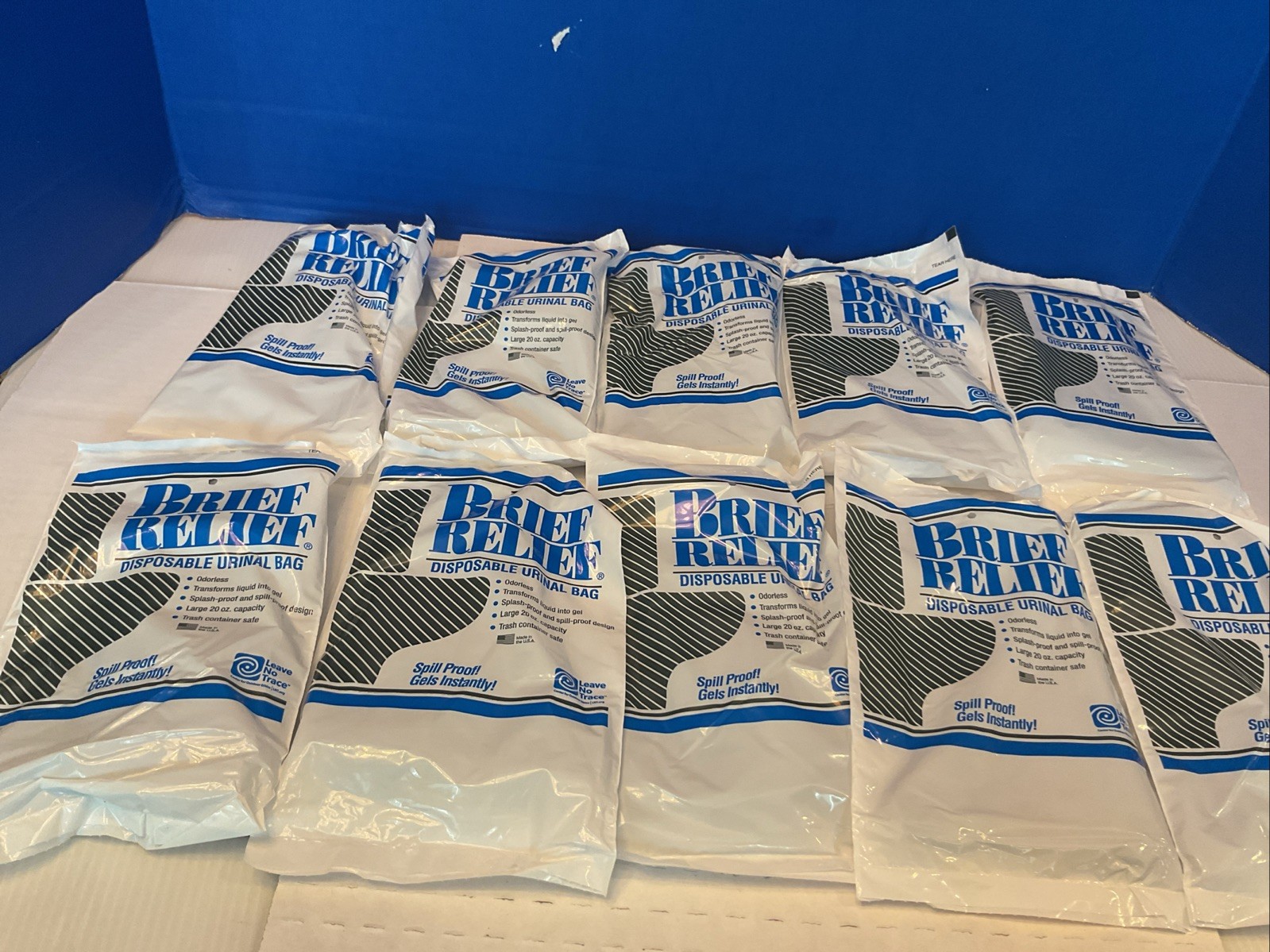 LOT OF 10 Brief Relief BR608 Disposable Urinal Bag Large Emergency Urinal Bag