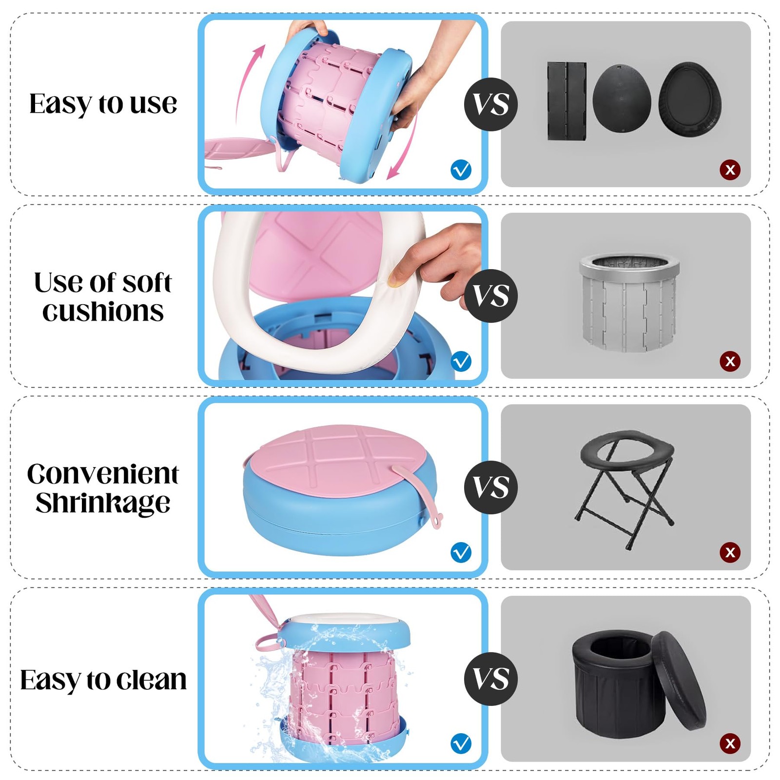 Portable Toilet Camping Foldable Potty for Toddler Adults Kids Travel Potty f…