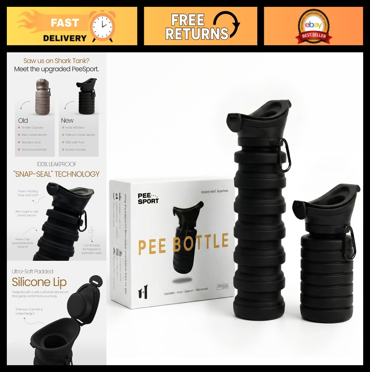 Portable Leakproof Pee Bottle for Men & Women – Collapsible Silicone Urinal 1000