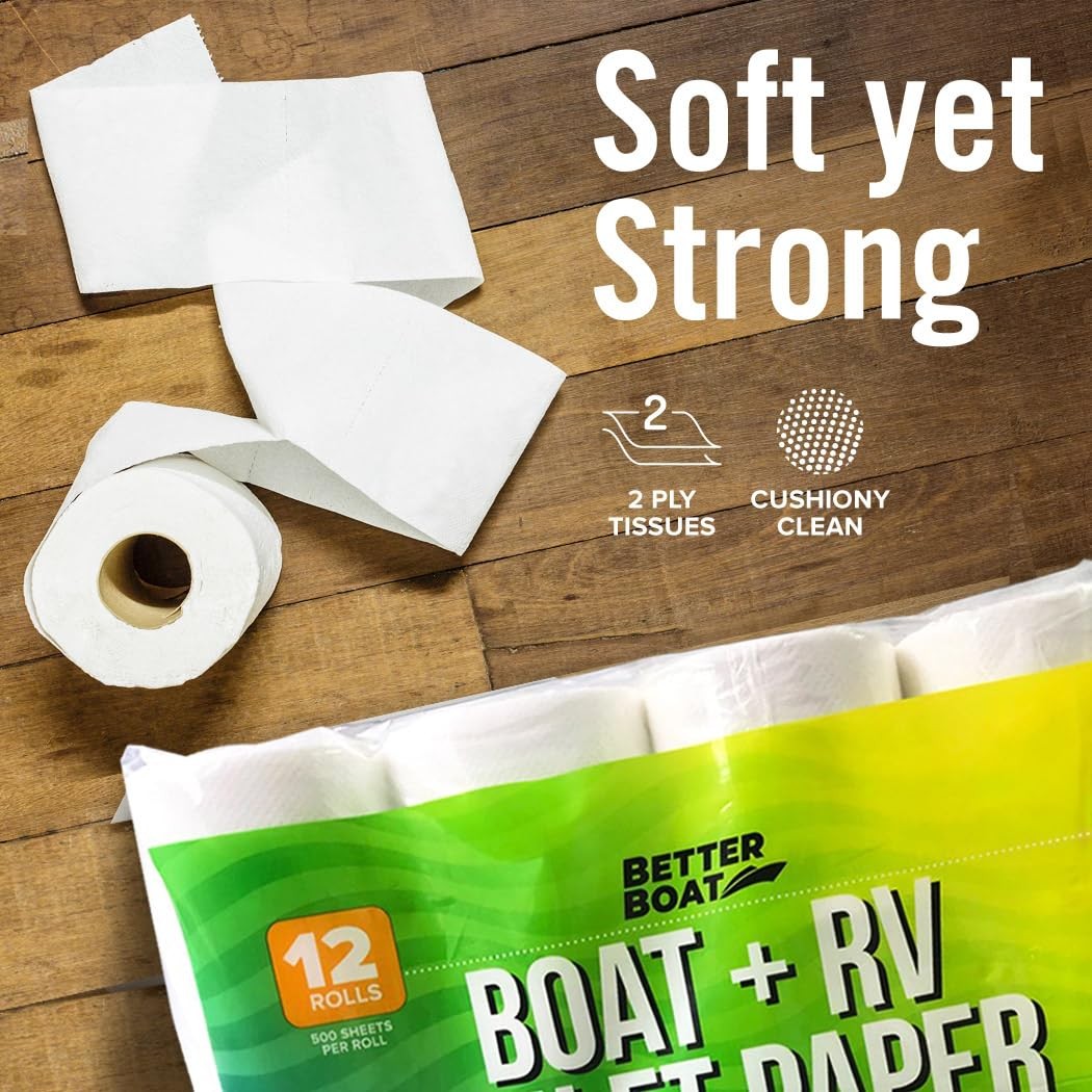 Boat And Rv Toilet Paper Septic Safe Quick Dissolving Tissue 12 Single Rolls Bio