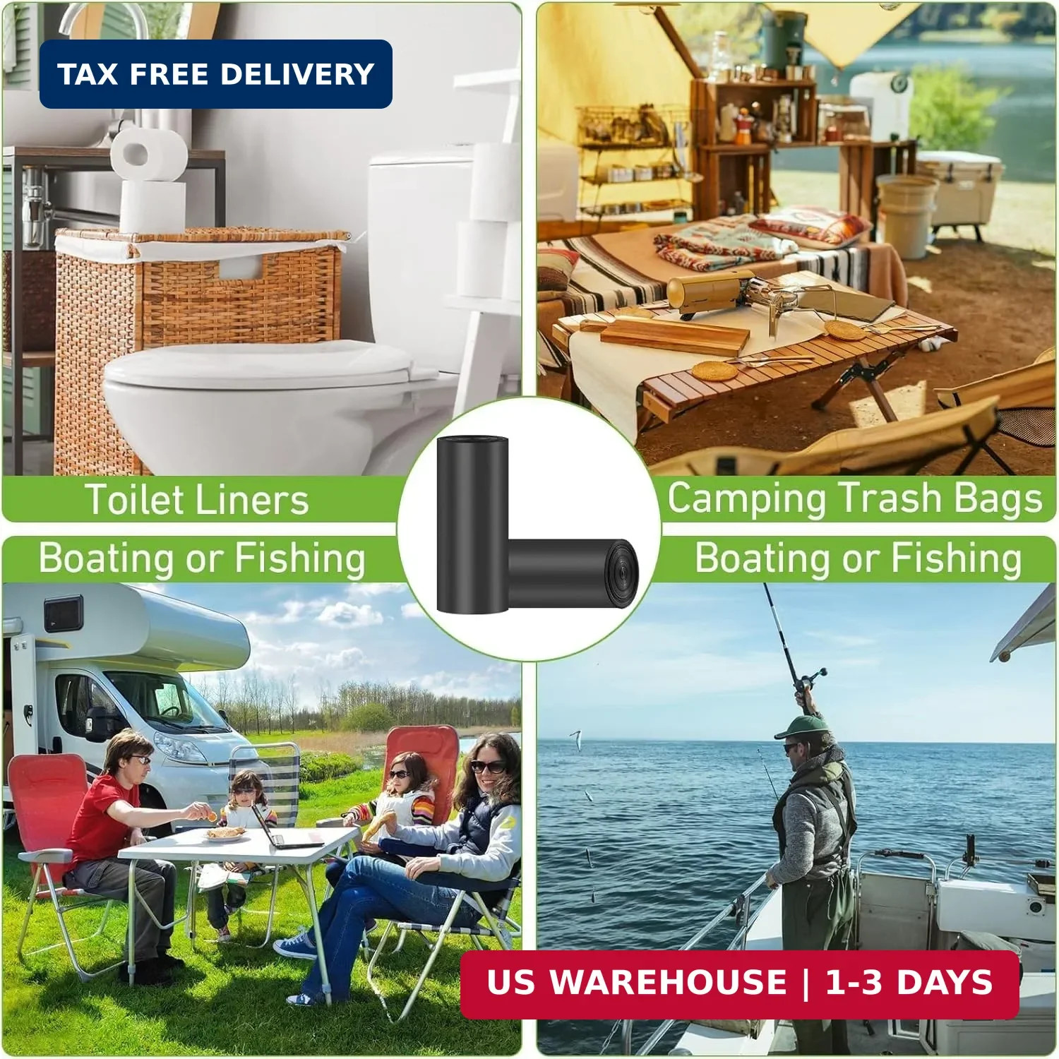 80 PCS Portable Toilet Bags with Drawstring, Biodegradable Porta Potty Bags – 8