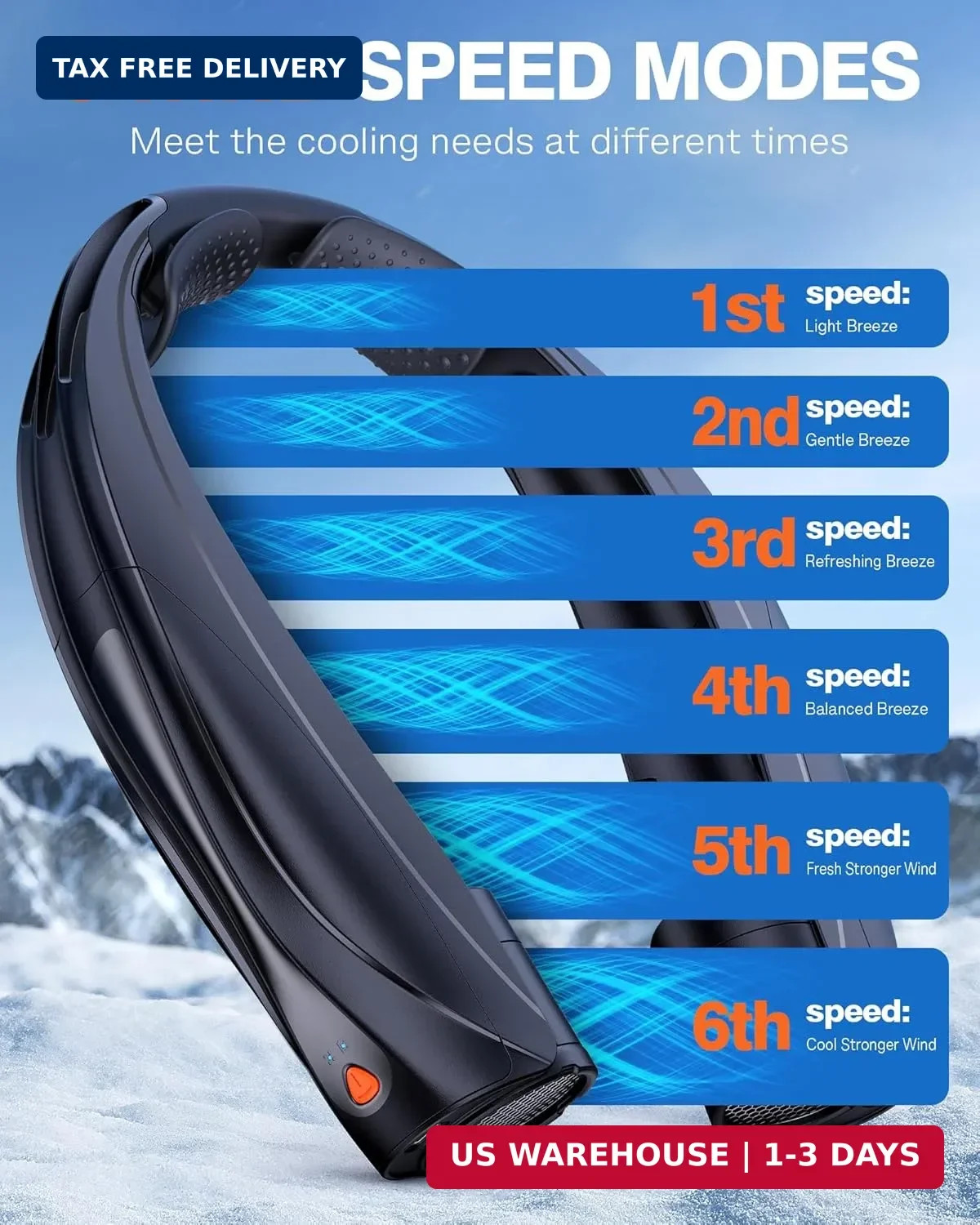 Portable Neck Fan, 6000mAh Personal Fan, 360° Cooling Rechargeable Wearable Fan,
