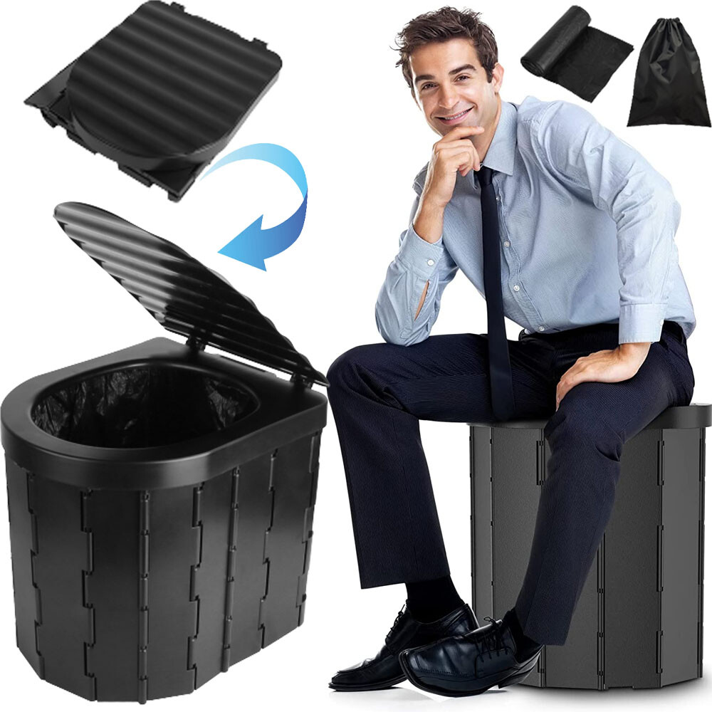 Portable Folding Toilet Potty Seat for Travel Camping Car Emergency Kit with Lid