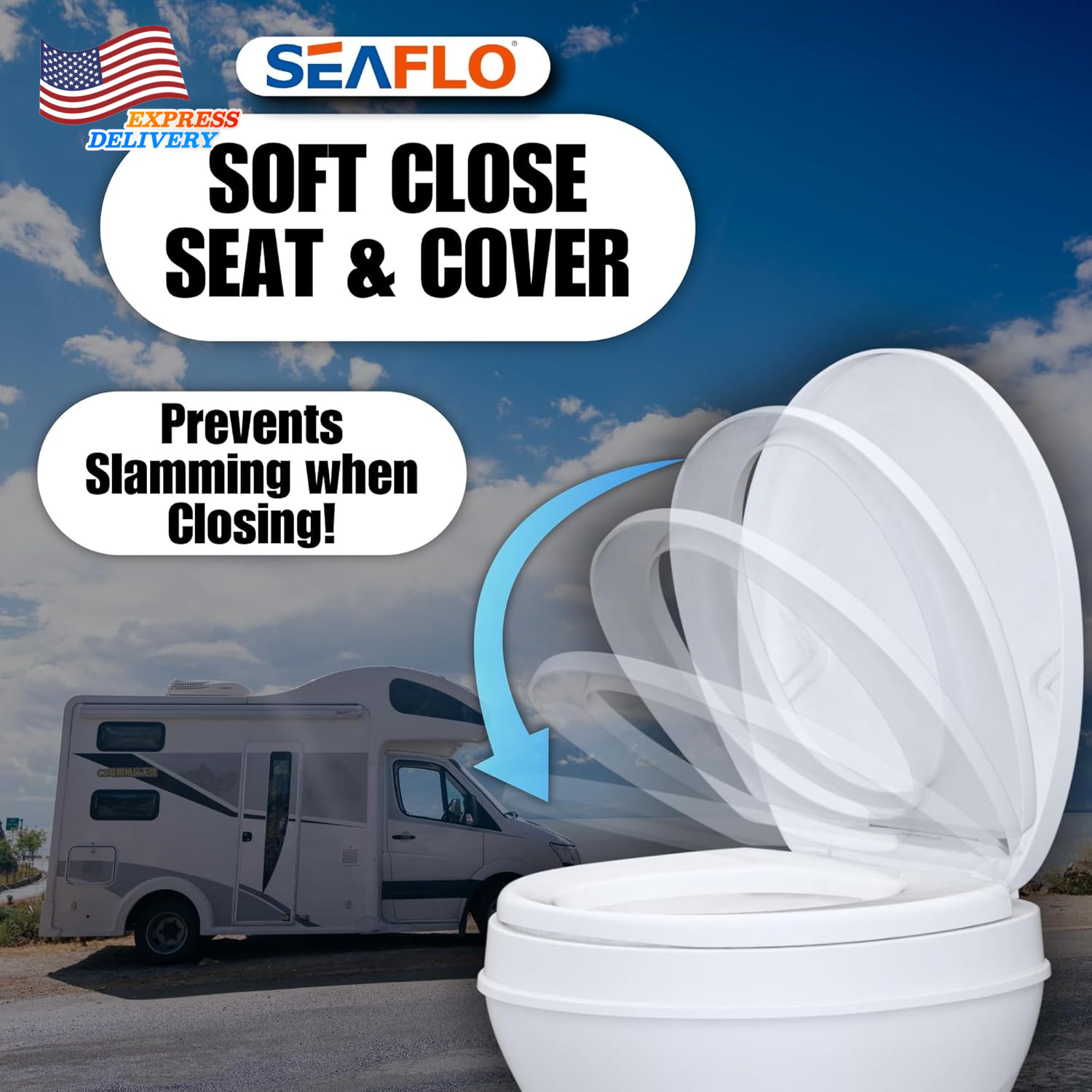 Residential Height Camper/Rv Toilet w/Sprayer Attachment 18.5” Standard Height