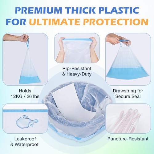 CHMI 150 Pack Commode Liners with Absorbent Pads，150 Disposable Commode Bags and