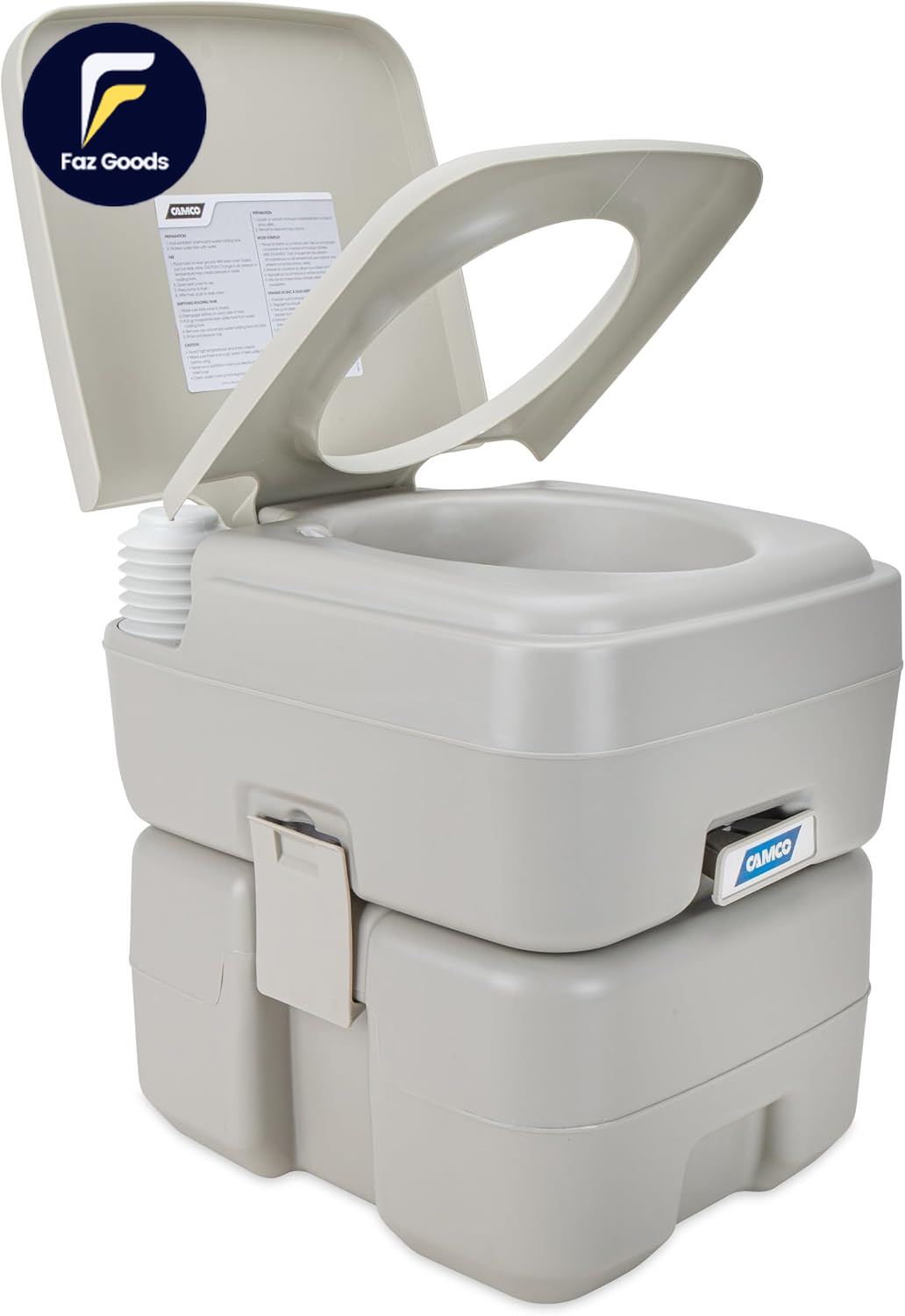 5.3-Gallon Portable Toilet – Features Detachable Holding Tank W/Sealing Slide Va